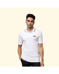 Greys&Blues Pima Collar T-Shirt-White with Black